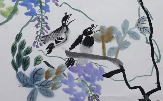 上海秦汉胡同学员国画作品（局部）